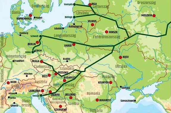 A Barátság kőolajvezeték útja, térképen. Térkép forrása: transtelex.ro A Barátság kőolajvezeték útja, térképen. Térkép forrása: transtelex.ro